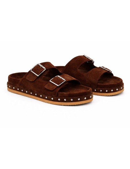 Brown suede women's sandals
