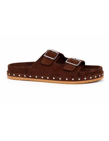 Brown suede women's sandals