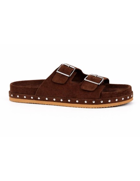 Brown suede women's sandals
