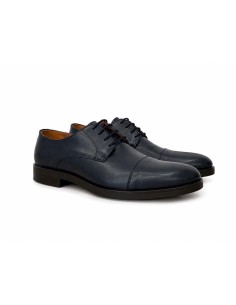 Derby de piel con costura color azul