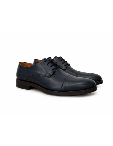 Derby de piel con costura color azul