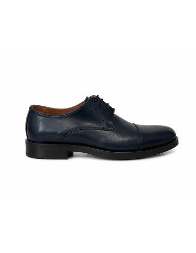 Derby de piel con costura color azul