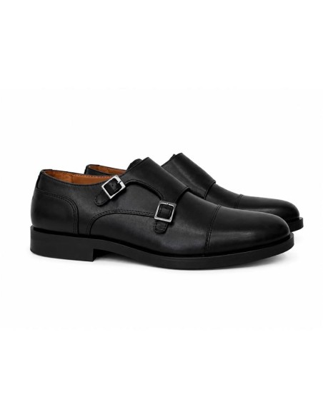 Black leather monkstrap