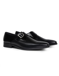 Black leather monkstrap