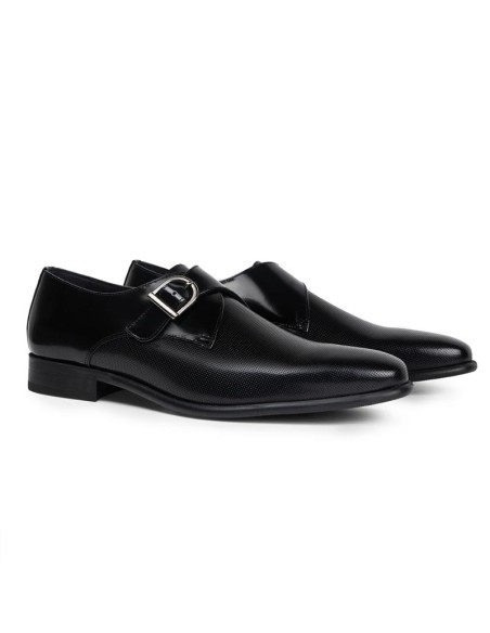 Black leather monkstrap