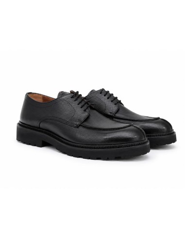 Derby de piel con costura color negro