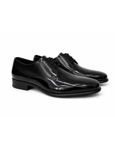 Black leather derby