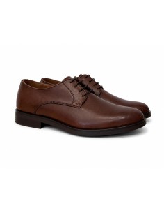 Derby de piel con costura color marrón