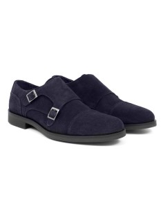 Zapato con hebilla de ante con dos  hebillas color azul