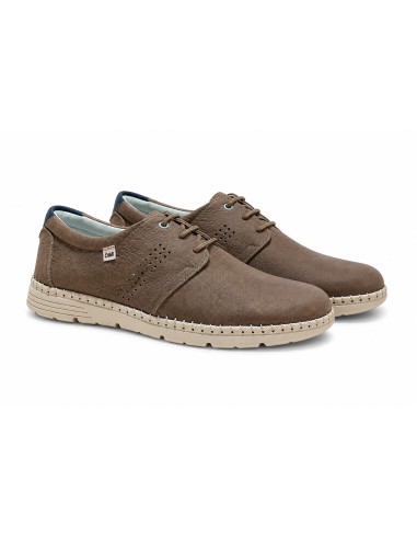 Derby de nobuck con cordones en contraste color beige