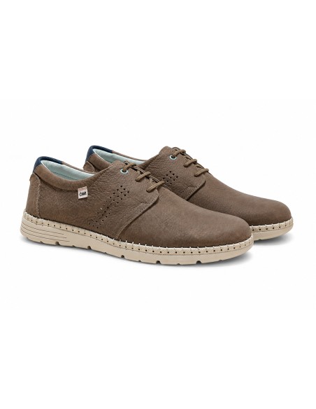Derby de nobuck con cordones en contraste color beige
