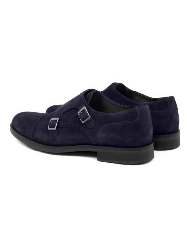 Zapato con hebilla de ante con dos  hebillas color azul