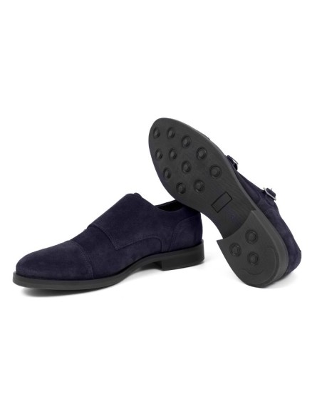 Blue suede monkstrap