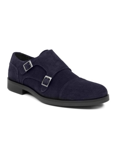 Zapato con hebilla de ante con dos  hebillas color azul