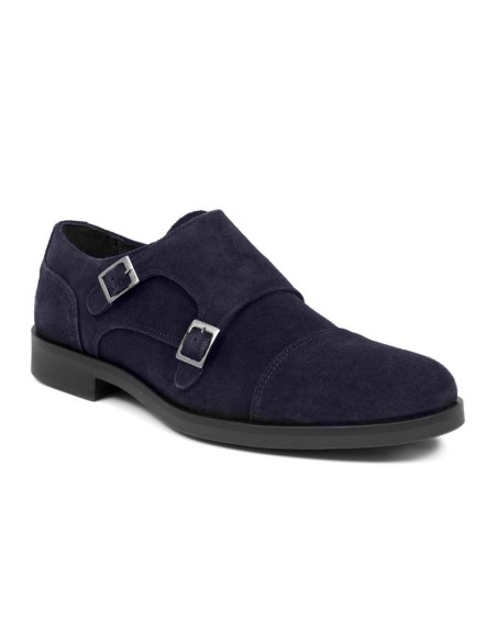 Zapato con hebilla de ante con dos  hebillas color azul