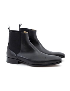 Botines Chelsea de piel con elástico lateral color negro