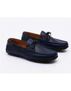 Mocasín de piel de nudo color azul