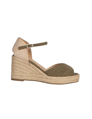 Espadrilles femme lisse vert W-ACRIN-KAKI