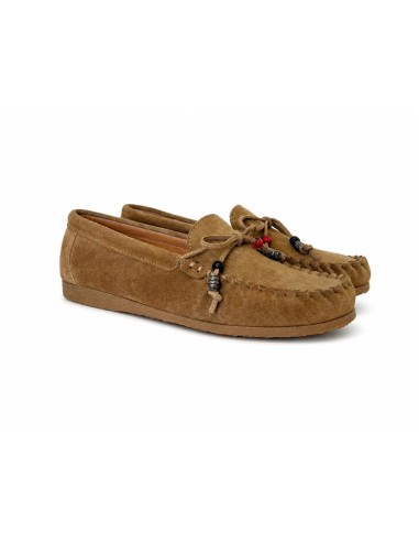 Mocasines de mujer de piel con remaches color cuero