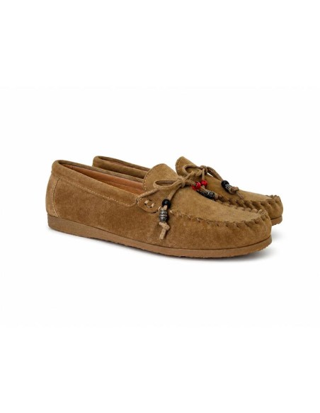 Mocasines de mujer de piel con remaches color cuero