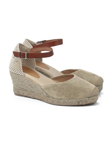 Alpargatas de mujer de piel afelpado color beige W-AFELA-BEIGE