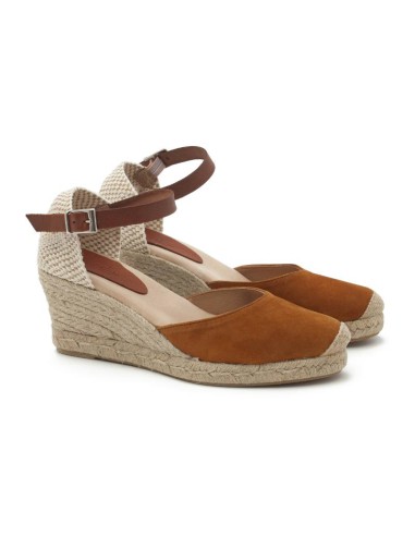 light brown suede and plain leather espadrilles for women W-AFELA-TAN