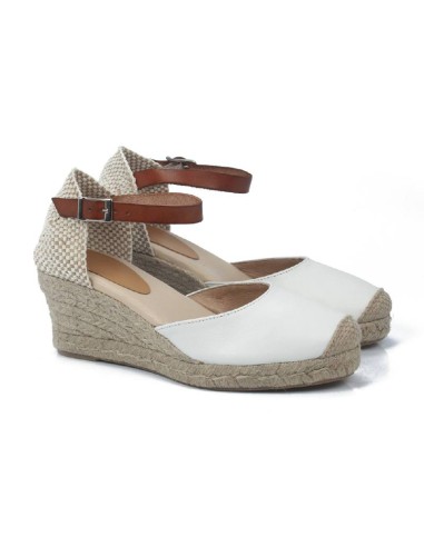 Espadrilles femme en cuir blanc W-AFEMAN-HIELO