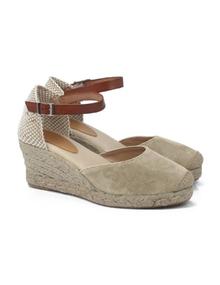 Beige leather espadrilles for women