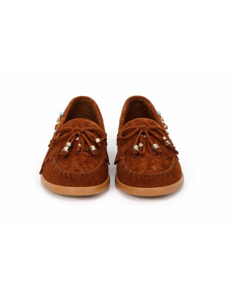 Brown suede women's moccasins