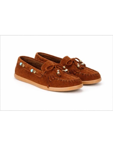 Brown suede women's moccasins