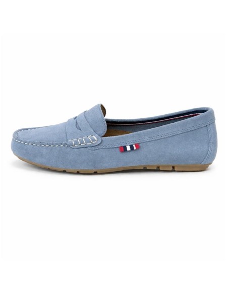 Mocasines de mujer de ante con antifaz color azul