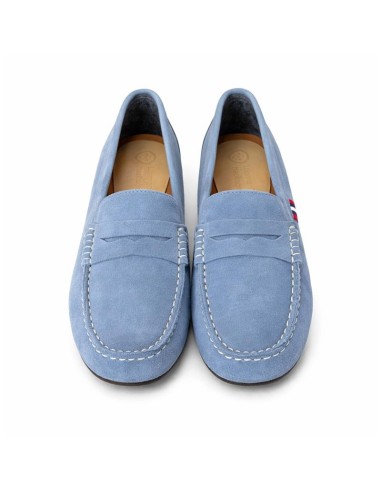 Blue suede women's moccasins