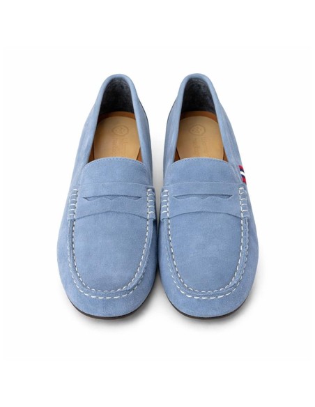 Mocasines de mujer de ante con antifaz color azul