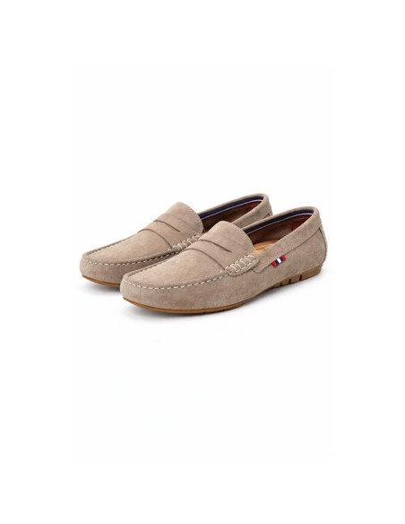 Grey suede women's moccasins