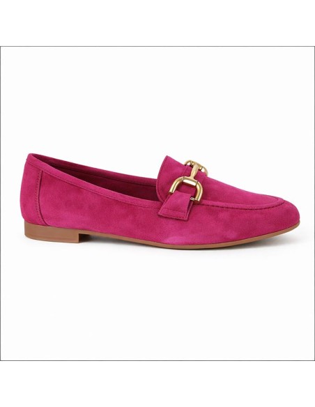 Pink suede women's moccasins