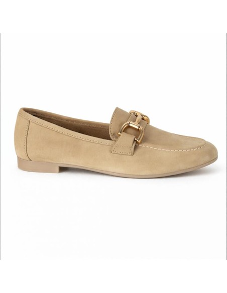Mocasines de mujer de ante con antifaz color beige