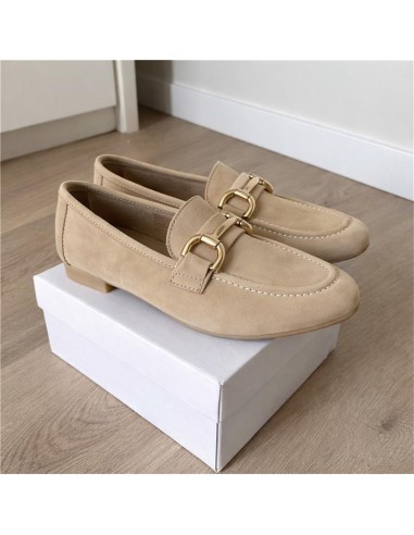 Beige suede women's moccasins