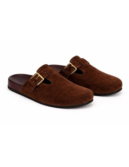 Brown suede women's sandals