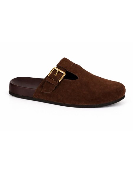 Brown suede women's sandals