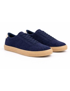 Sneakers de ante con cordones en contraste color azul 2