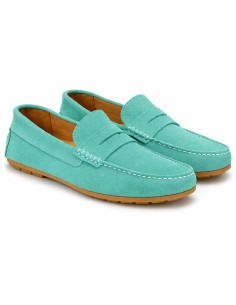 Green suede moccasin
