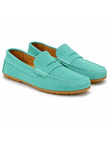 Green suede moccasin