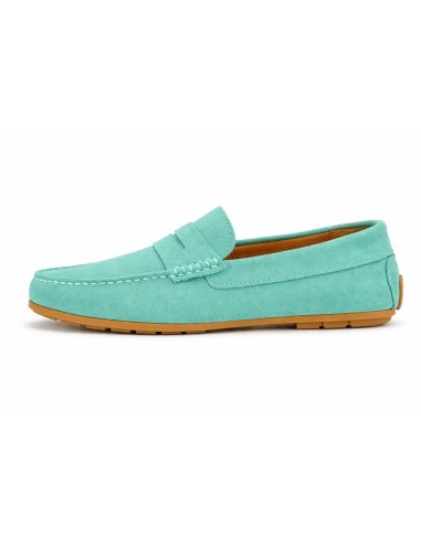 Green suede moccasin