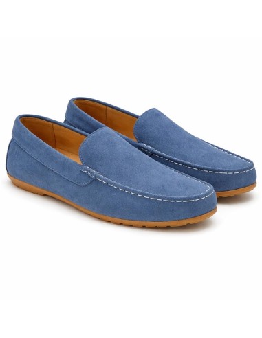 Mocasín de ante liso color azul