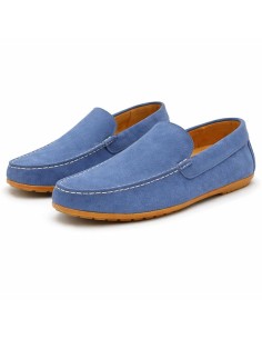 Mocasín de ante liso color azul 2