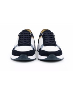 Sneakers de ante con cordones en contraste color azul