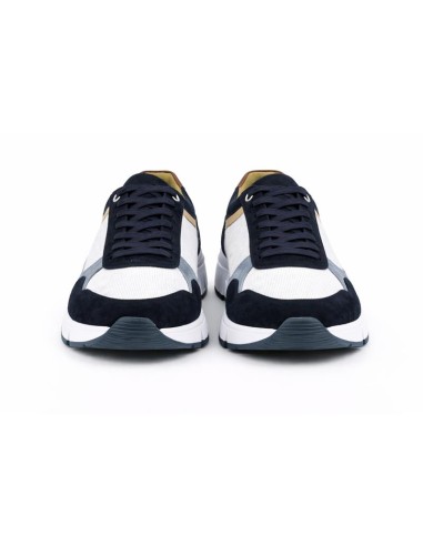 Sneakers de ante con cordones en contraste color azul