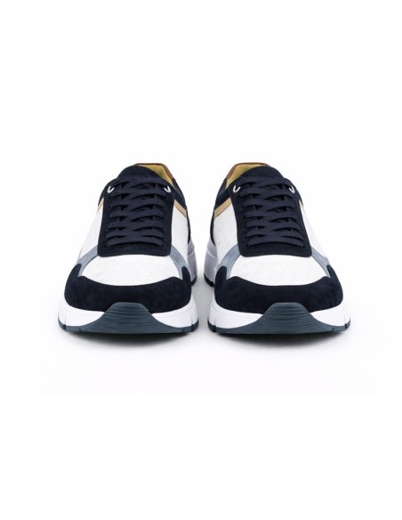 Sneakers de ante con cordones en contraste color azul