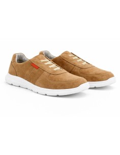 Sneakers de ante con cordones en contraste color marrón 2