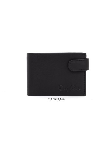 Cartera de piel cosido artesano color negro